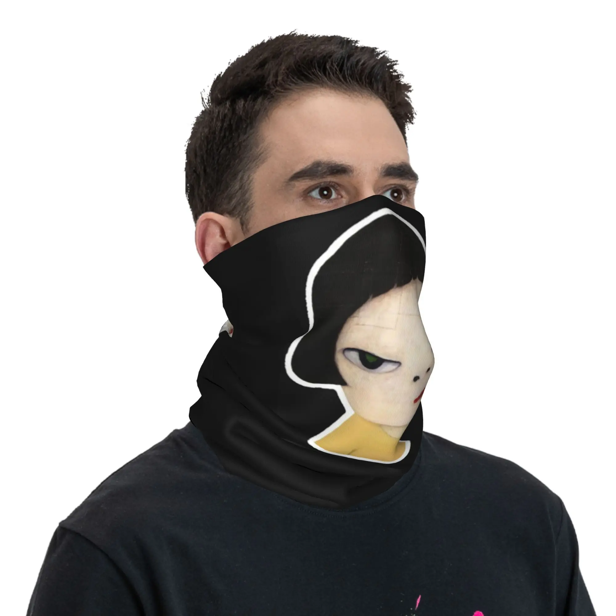 요시토모 나라 반다나 넥 커버 프린트 랩 스카프 따뜻한 모자를 쓰고 있죠 야외 스포츠 남여 성인 통기성