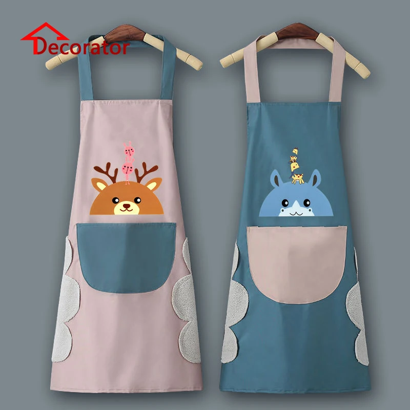 Cute Kitchen Apron for Women Waterproof and Oil Proof with Hand-Wiping Cover Wholesale