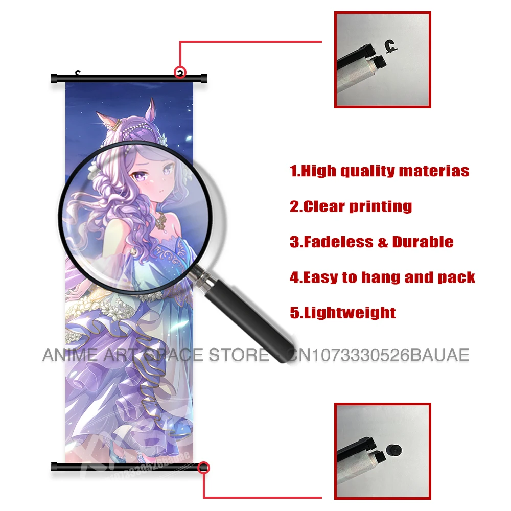 Kawaii Anime Umamusume: Pretty Derby Wandkunst Leinwand Schriftrollen Bild Poster Hängende Malerei Druck Heimdekoration für Zimmerwandbild – Detail 6