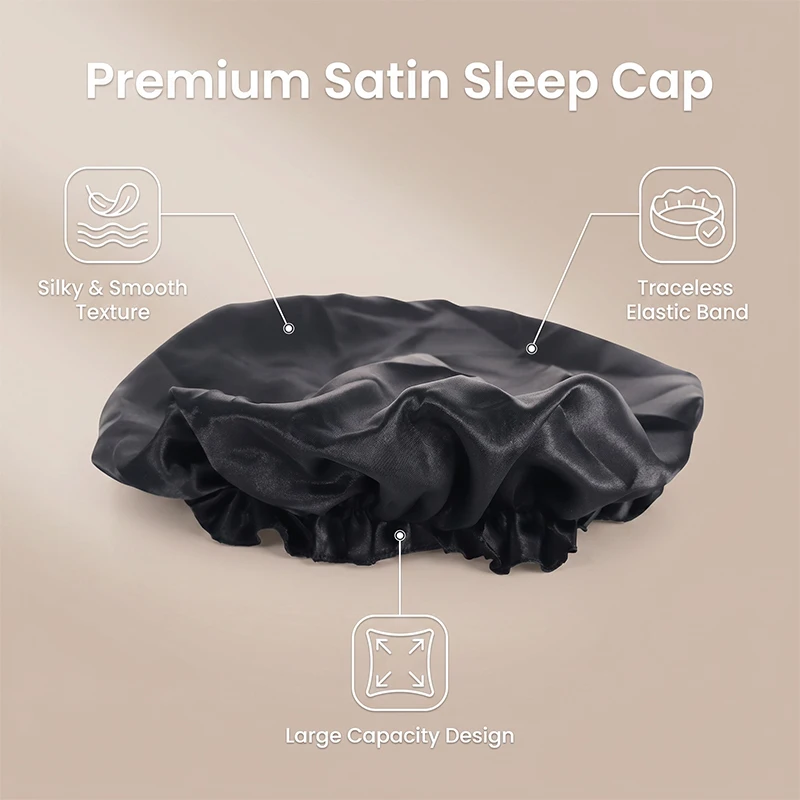 Satin Sleep Cap for Women, Soft & Lightweight, Snag-Free Edge, Resistant to Forehead Marks, Prevents Frizz