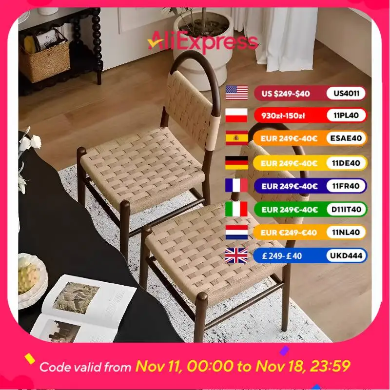 

Minimalist Retro Dining Chair Restaurant Oak Mid Century Salon Dining Chair Kitchen Rattan Krzesla Do Jadalni Furniture Home