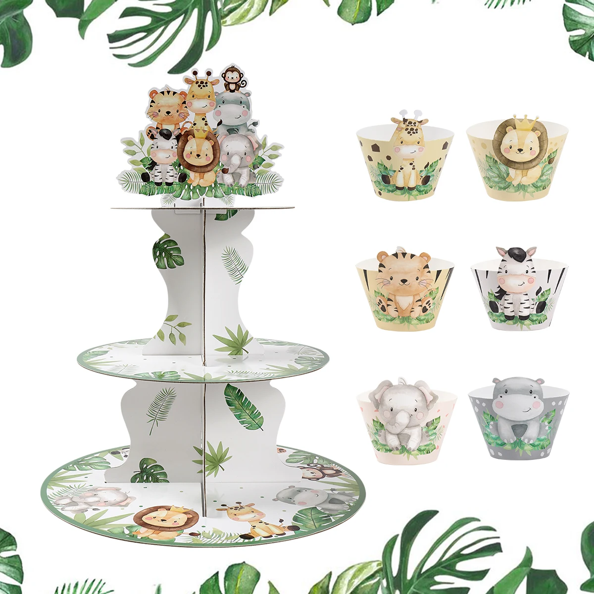 Cake Display Stand Jungle Mermaid Birthday Party Decorations Kids Dessert Holder Cake Tray Butterfly Baby Shower Cupcake Support