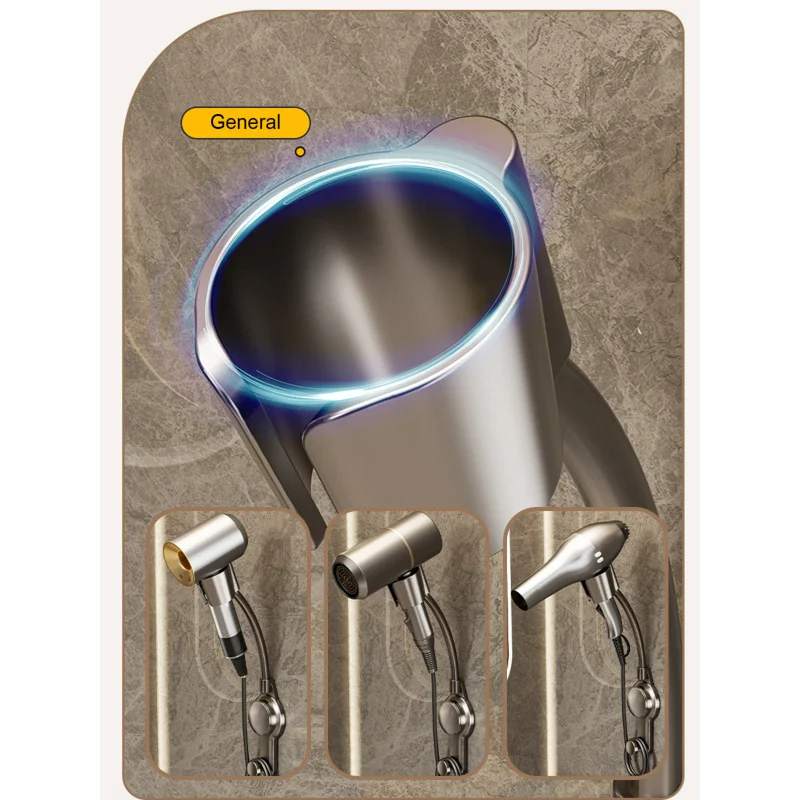 Soporte para secador de pelo con ventosa potente, estante organizador para baño, organizador para ducha, no es necesario sostenerlo en la mano, estante colgante