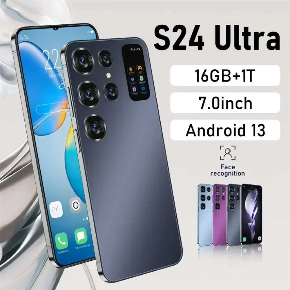 2024 Original S24 Ultra 7,0 Zoll 4G 5G Face Unlock Smartphone 16 GB + 1 TB Smart Mobiltelefone 7000 mAh Mobiltelefone Android Handy