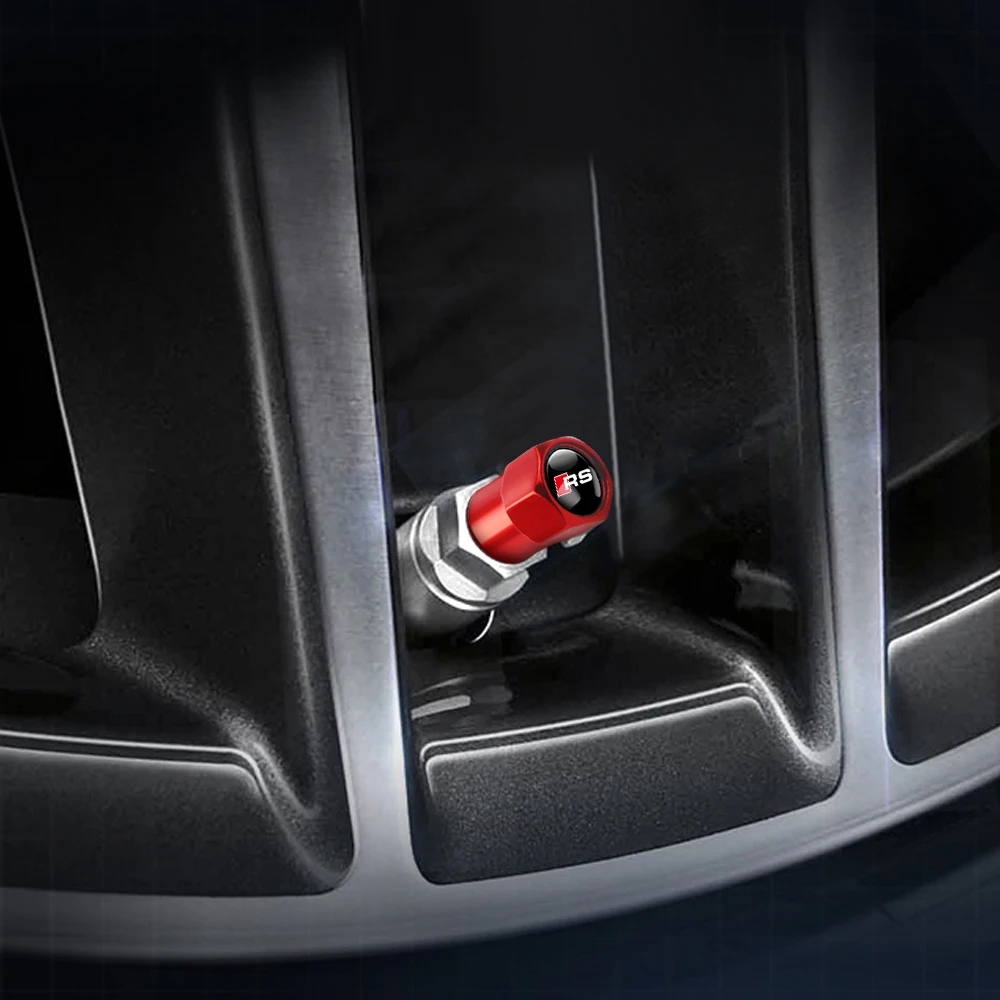 3D Aluminiumlegierung Auto Rad Reifen Ventilkappen Reifenfelgen Stielabdeckungen Staubschutz für Audi A5 Q3 Q5 Q7 TT A1 A2 A7 A3 8V A4 B8 B7 A6 C5 – Detail 13