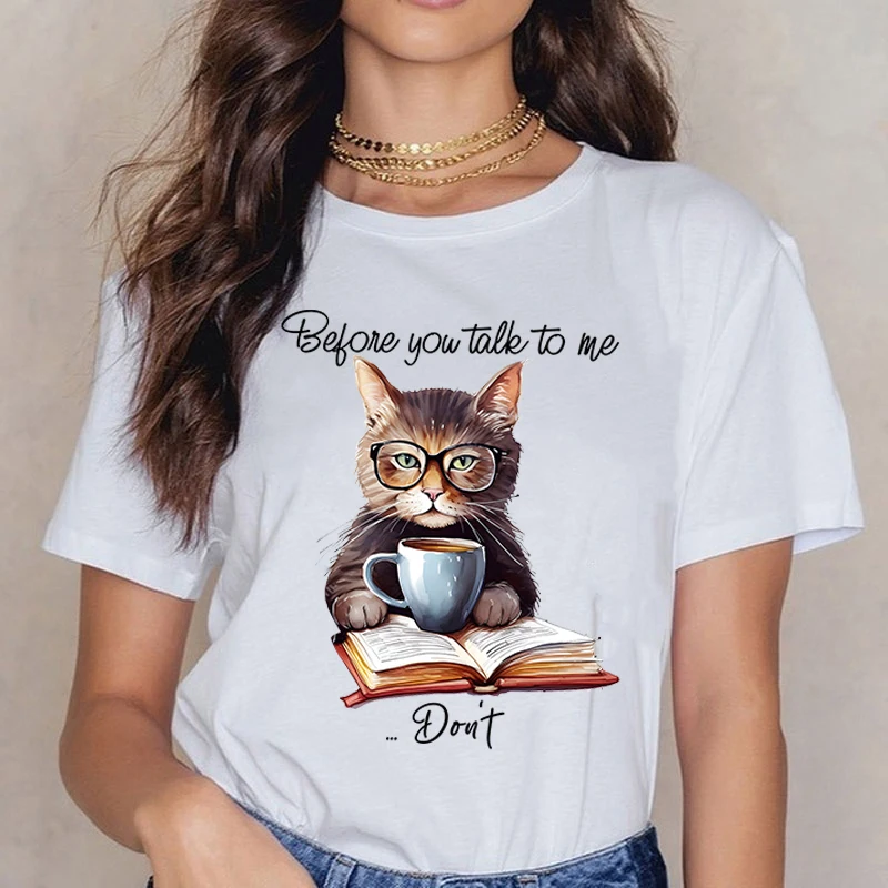 New Fashion Cat Before You Talk To Me Don'S Print Graphic T Shirt Unisex Fashion Casual Short Sleeve Shirt Tee