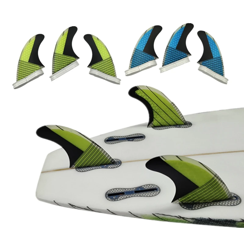 M Surfboard Fins Tri Fins Carbon Fiber Surfing Fins Double Tabs 2 Base Thruster Medium Size Surf Fins For Short Board/Funboard