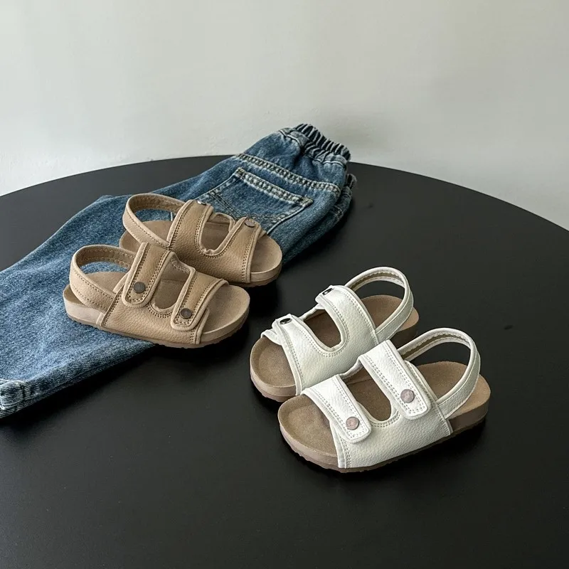 Girls Princess Shoes Open Toes Soft Kids Sandals Korean Style Versatile 2026 Summer New Children Beach Shoes Casual Non-slip