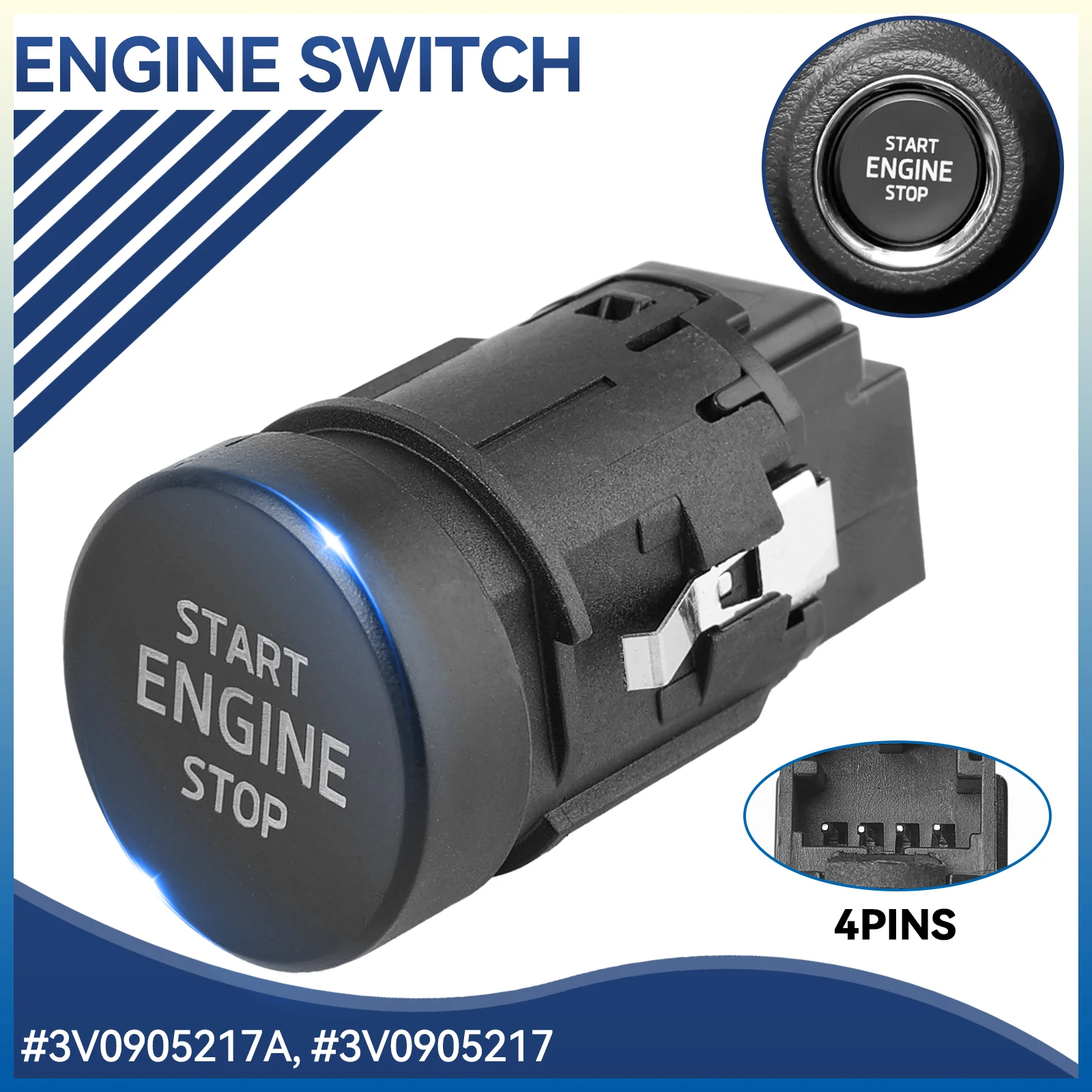 Car Engine Start Stop Power Button Switch ABS Fit for Skoda Karoq Kodiaq Superb Octavia Scala 2015-2021 3V0905217 3V0905217A