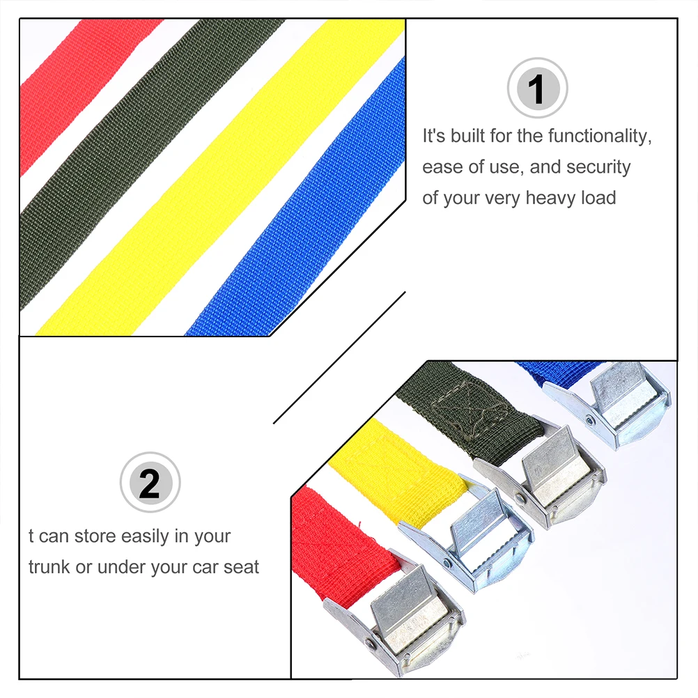 

5pcs Cargo Straps Bundling Belt Lashing Luggage Ratchet Tie Down Trunk Buckle Load Bearing Durable Vehicle Auto Motorcycle