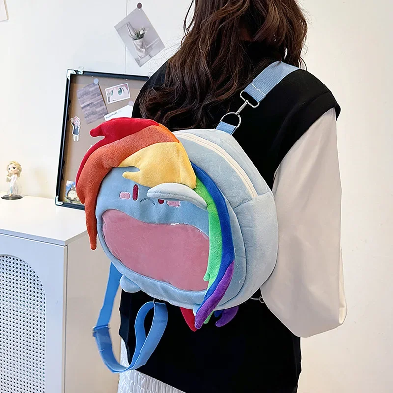 My Little Pony Plush Backpack Cartoon Rainbow Dash Itabag Large-capacity Badge Storage Anime Peripherals Girls\' Holiday Gifts