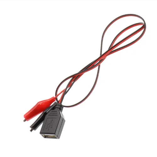 USB male and female connectors crocodile battery test clip power adapter cable red and black cable wire length 50cm