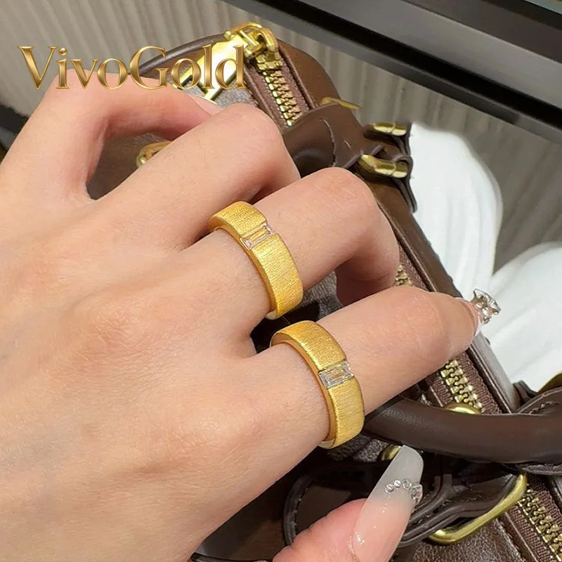 

Кольцо VivoGoldBrushed Sugar Cube Ring из чистого золота 9999 пробы 24K, новое, в антикварном стиле, с шелковой лентой