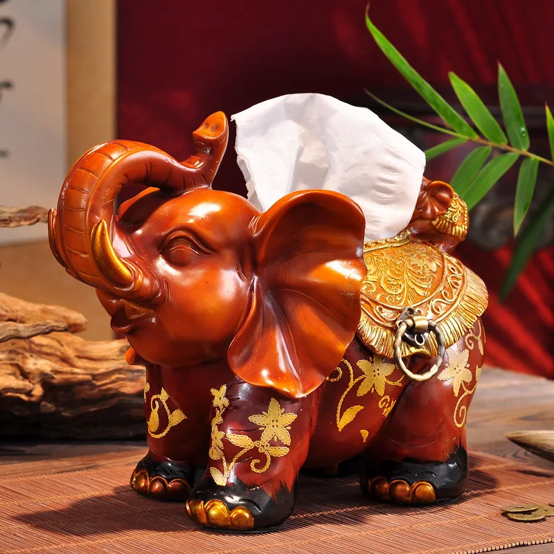 

Elephant tissue box ornament Mother and child elephant gift drawing carton Luxury living room creative ornament ornament