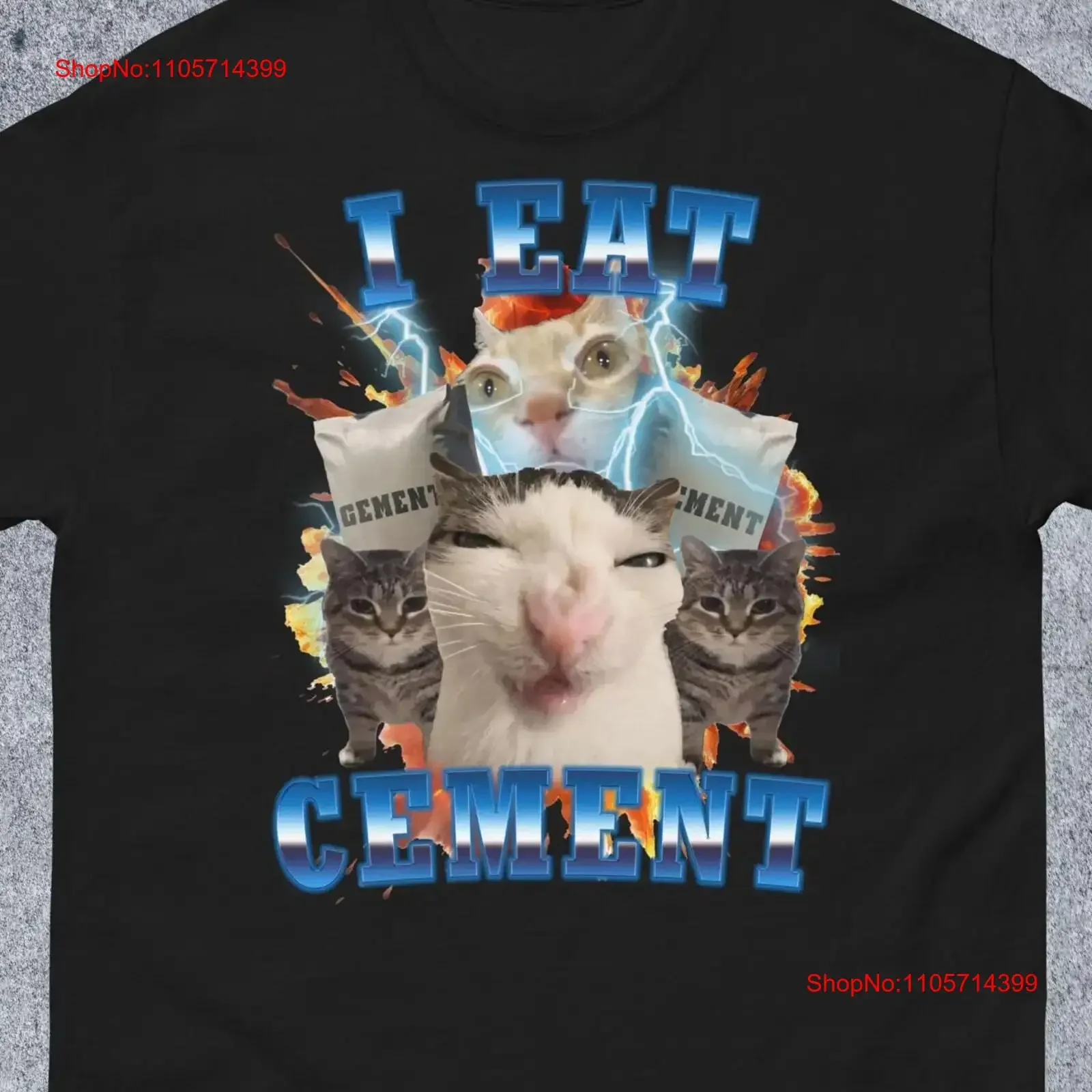 I Eat Cement Funny Cat Meme T Shirt for Woman and Man Stupid s Ugly Unhinged Cringe Inappropriate vintage Washed streetwear
