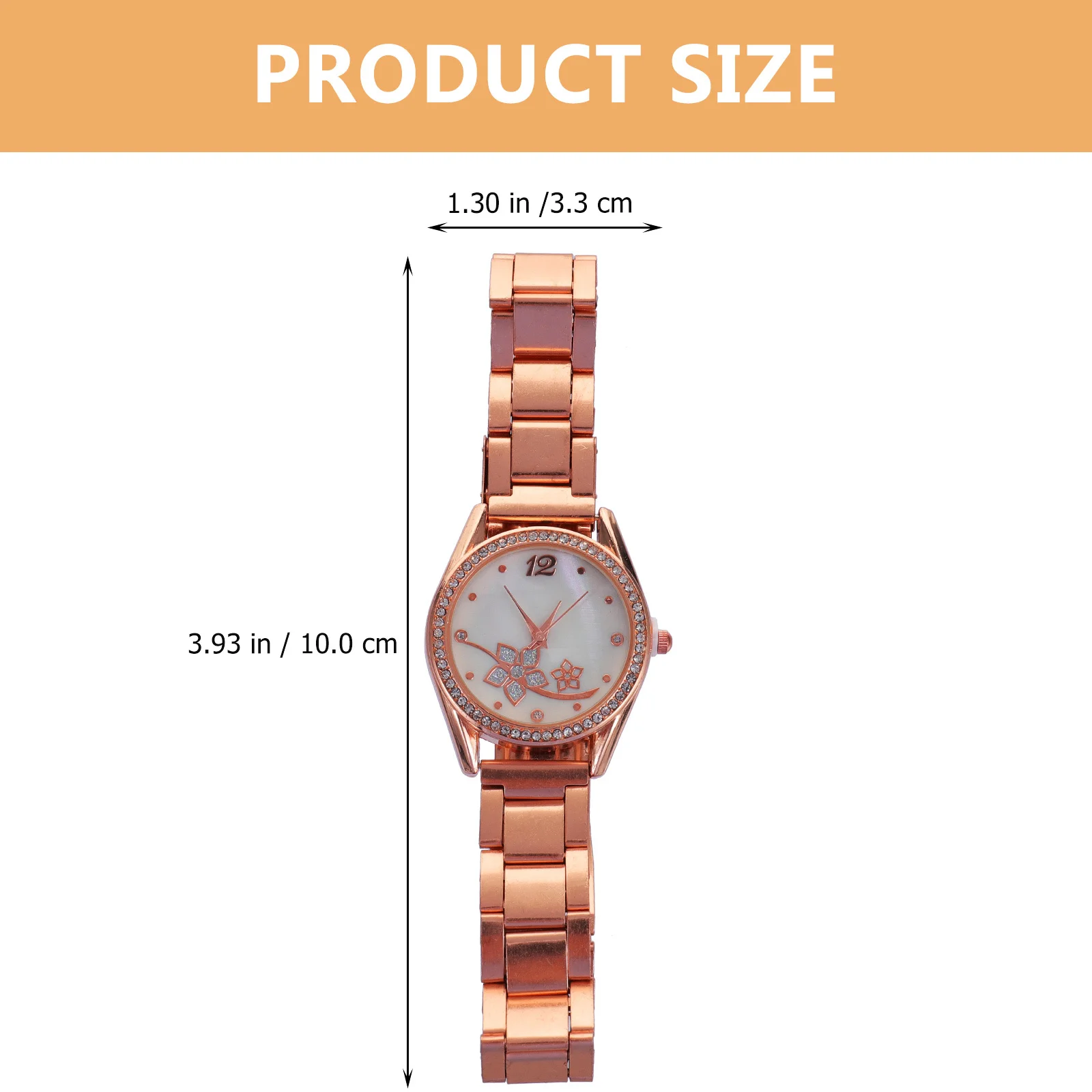 ساعة حجر الراين على شكل زهرة لساعة اليد بحزام معدني مع شريط مسامي ومينا شفافة وإبزيم معدني هدية للطلاب #3