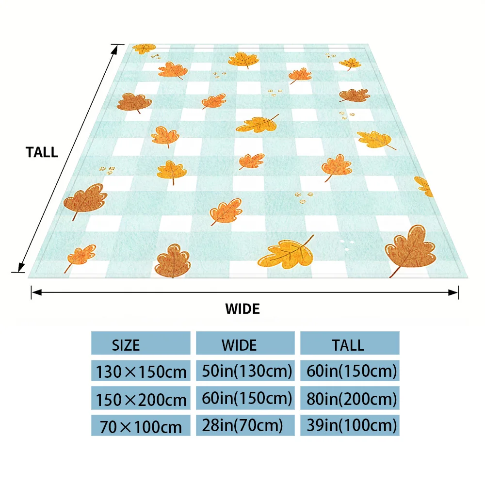 Autumn Gingham Leaves Four Season Flannel Blanket, Soft Plush Skin Friendly Sofa Blanket, A Great Gift Item