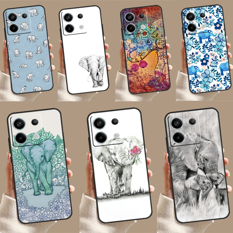 Cute Elephant Case For Xiaomi Redmi Note 13 Pro 12 11 9 10 Pro 12S 11S 10S 9S Redmi 12 10C 12C 13C Cover