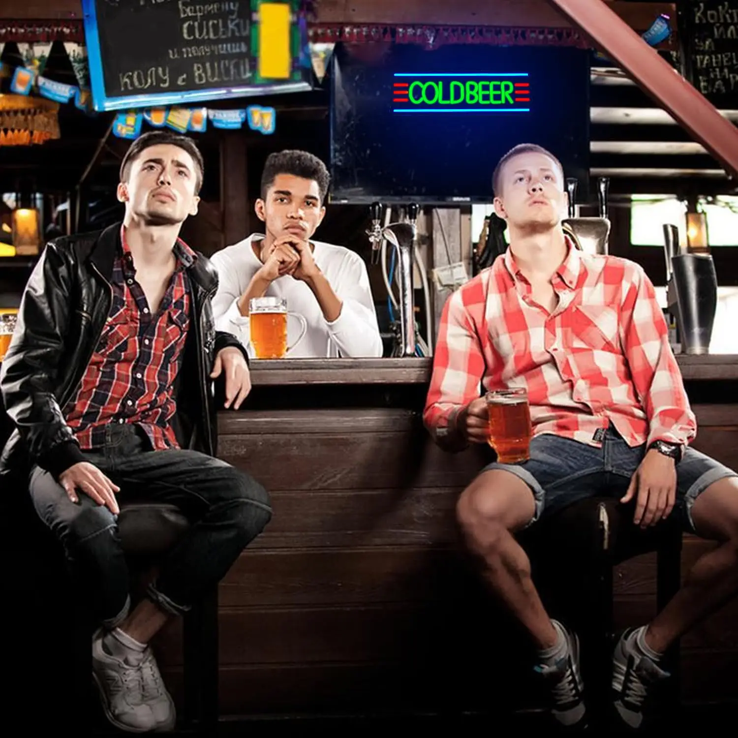 البيرة الباردة النيون تسجيل عكس الضوء ضوء للرجل الكهف للبيرة بار حانة غرفة نوم شريط المنزل مخزن نادي بيسترو عيد الميلاد جدار ديكور #6