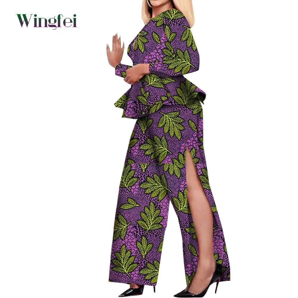 Fashion African Clothes 2 Piece African Women Top&Pant Set Ankara Print Dashiki Clothing O-neck African Women Boubou WY778