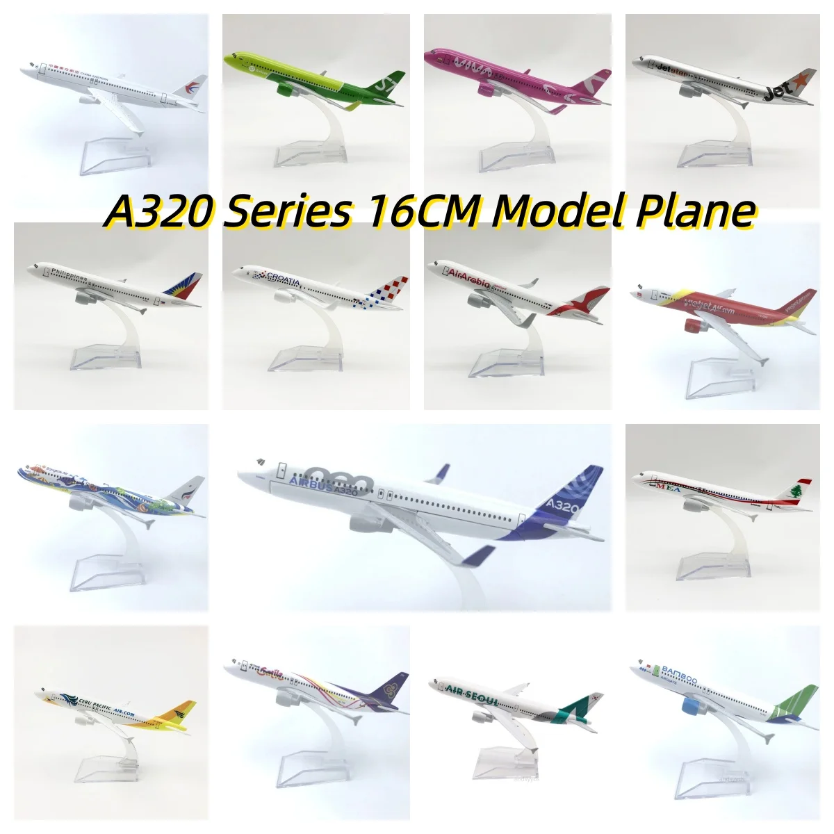 16cm Alloy Scale Aircraft A320 Series Diecast Plane Model Replica Miniature Airplane For Boys Souvenir Hobby With Display Base