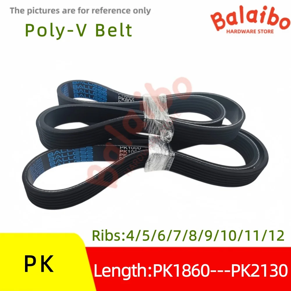 High Torque Rubber Poly-V Belt  PK1860- PK2130 PK1870 PK1880 PK1890 PK1900 PK2000 ---PK2130 Ribs：4/5/6/7/8/9/10/11/12