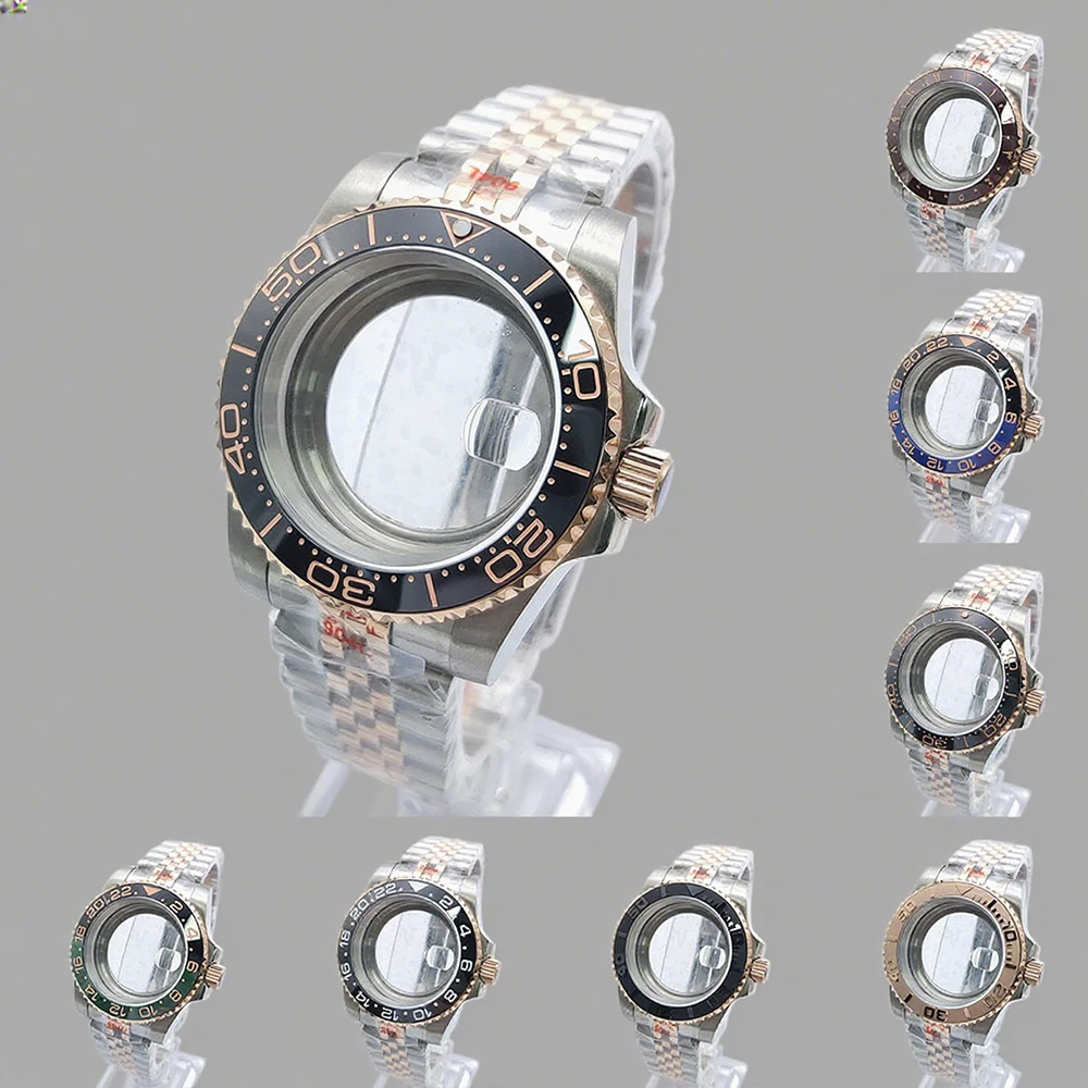 

White Gold 40mm Watch Case Jubilee/Oyster Bracelet Stainless Steel Fit NH35 NH36 Movement