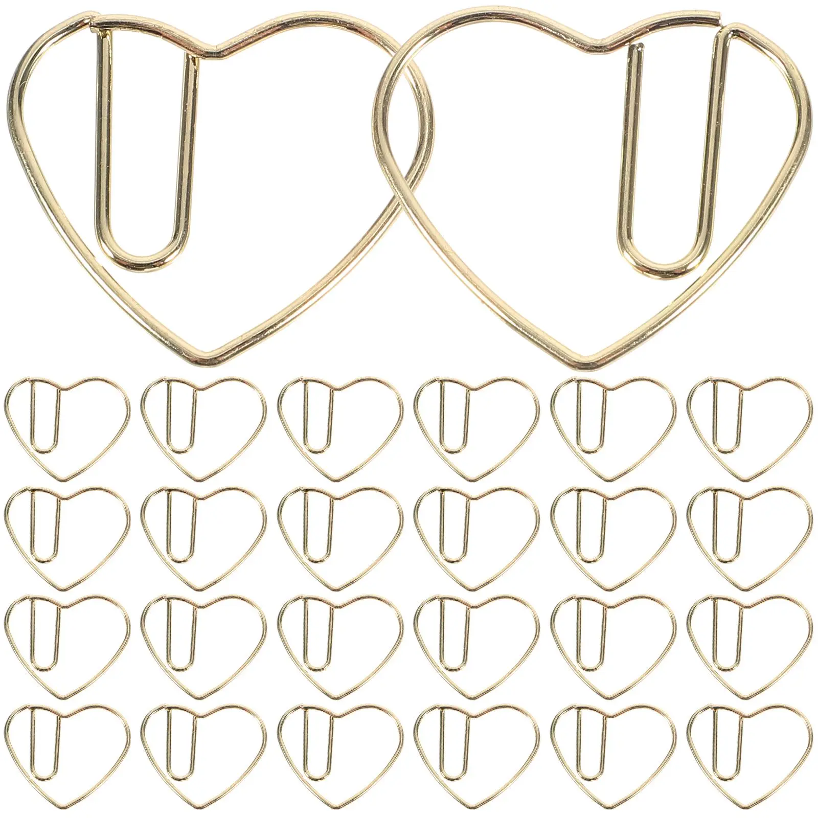 

50pcs Heart Paper Clips Cute Tiny Metal Office Supplies Document Organizer Gifts Golden Heart Modeling Paper Clip Style