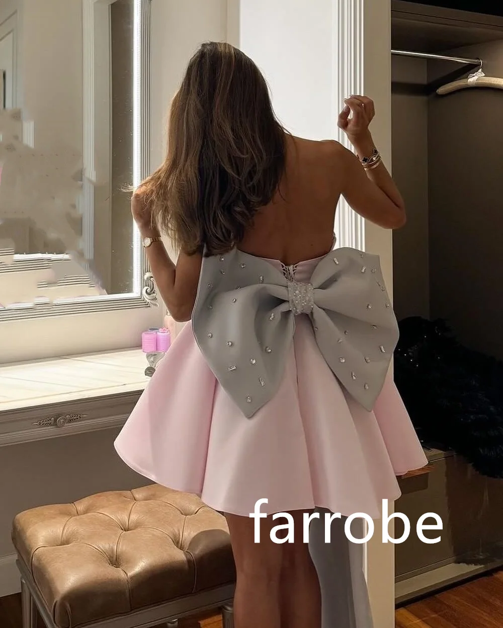 Customized Casual Jersey Pleat Bow A-line Sweetheart Short Dresses Bespoke Occasion Dresses Classic Exquisite Modern Style Pastr