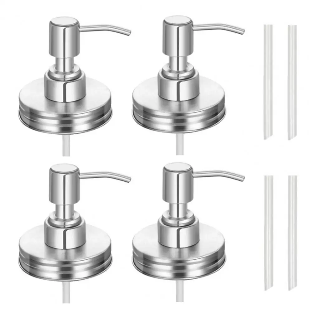 4Pcs Pump Rust-Proof Stainless Steel Retro Design Reusable Home Office Bottle Pump Heads for Mason Jars