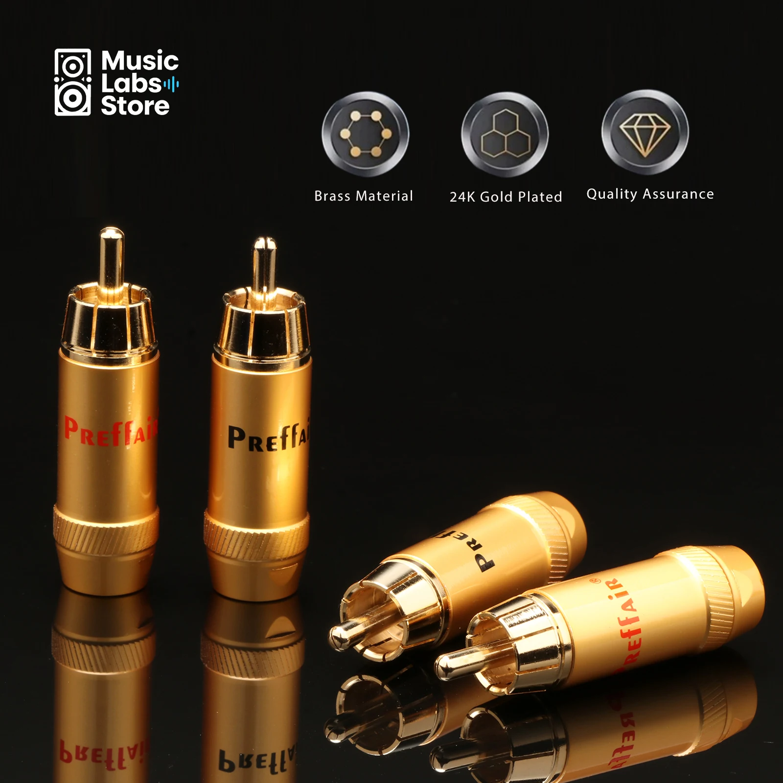 Preffair RCA Connectors Slef-locking RCA Audio Output/Input Adapter Plug supply 8mm cable need solder