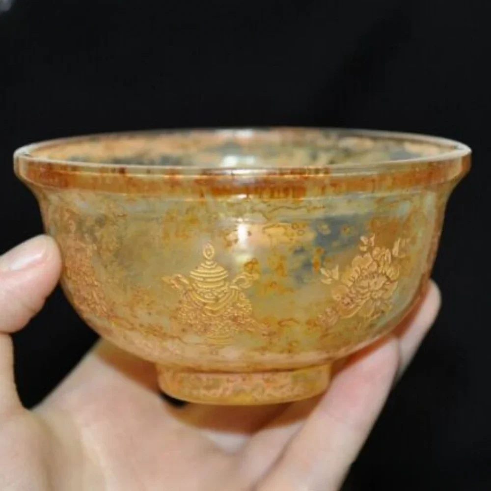 Tibetan Buddhism Temple Crystal Eight Treasures Dynasty Palace Tea Cup Bowl
