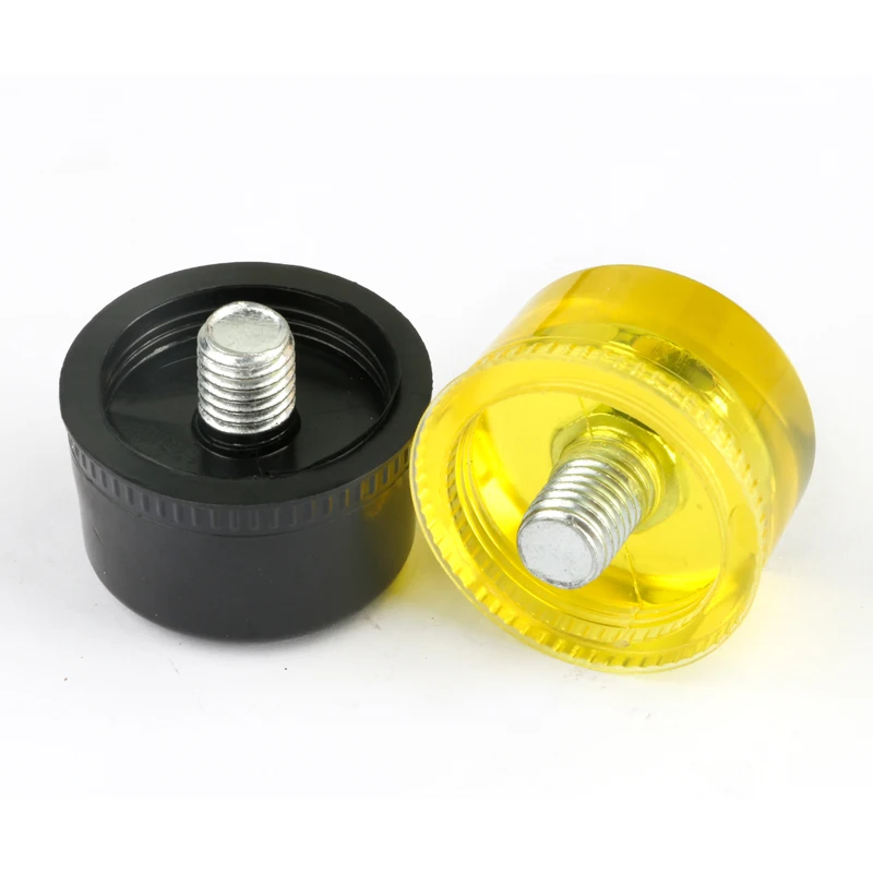 Double Face Tap Rubber Hammer Head 25mm 30mm 35mm 40mm 45mm Yellow and Black Nylon Heads 1 Pair