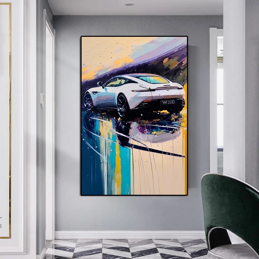 Aston Martin DB11 Racing Graffiti Canvas Painting Abstract Luxury Sports Car Poster And Print Supercar Wall Art Room Home Decor