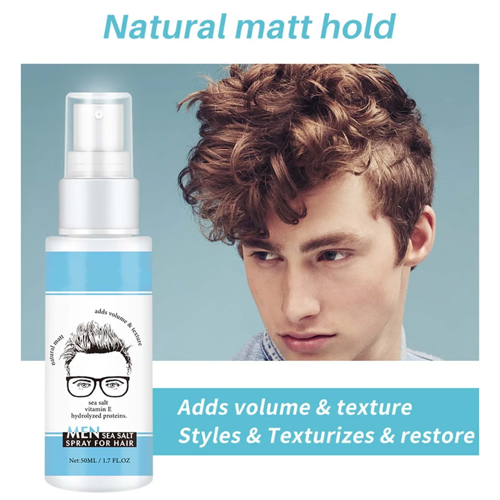 

50ml Fast Sea Salt Spray For Hair Damage Repair Smoothing Texture Styles Hair Treatment Natural Matt Hold Hair Care Men