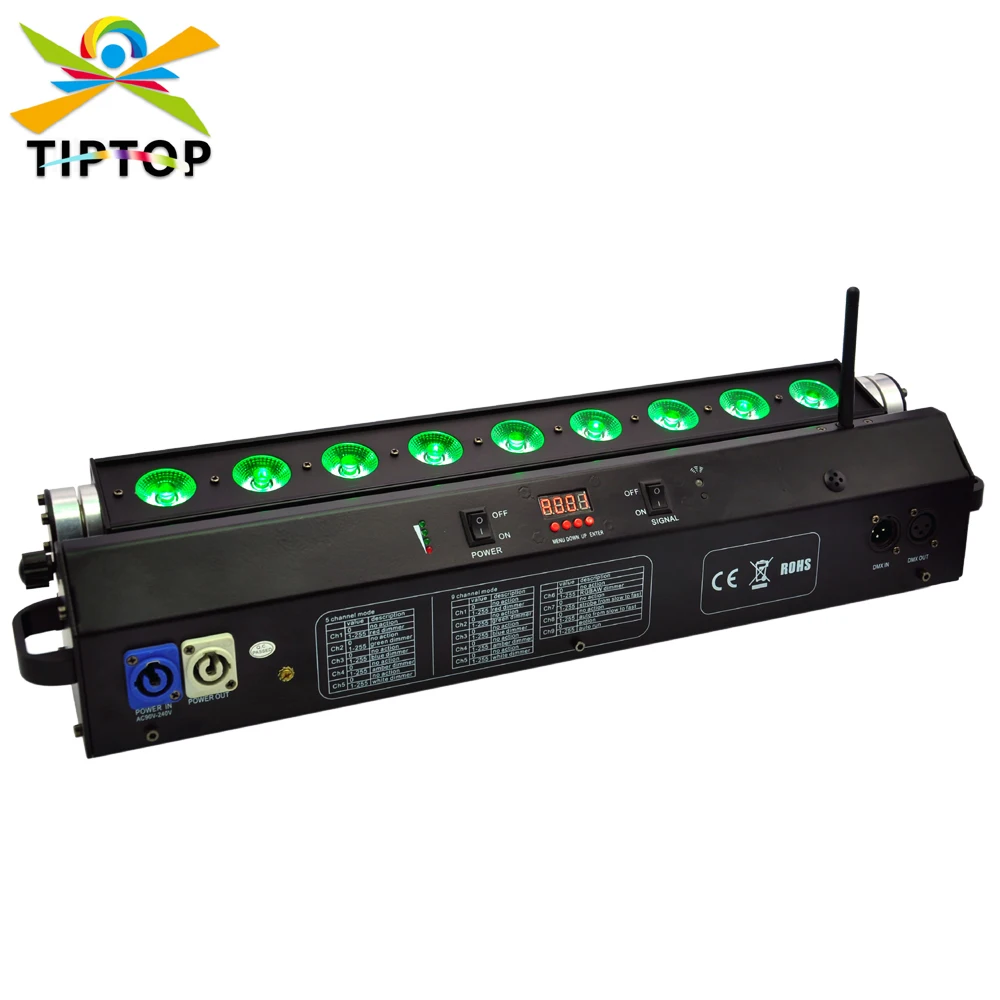 TIPTOP TP-G3044-5IN1 Colorful Wedding Uplights 9x15W RGBWA 5IN1 Cellphone Mobile App/Wireless/DMX/Infrared Long Time Working