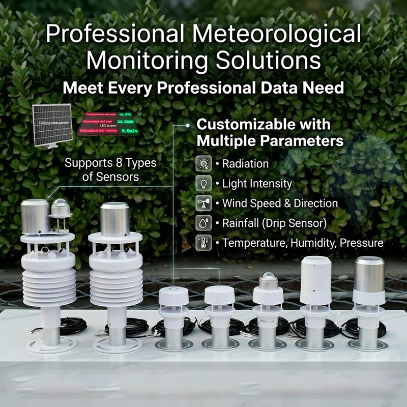 4G MQTT RS485 Rainfall Air Temp Humidity Quality Sensor Ultrasonic Wind Speed Direction 6 in 1 Compact Weather Station Outdoor