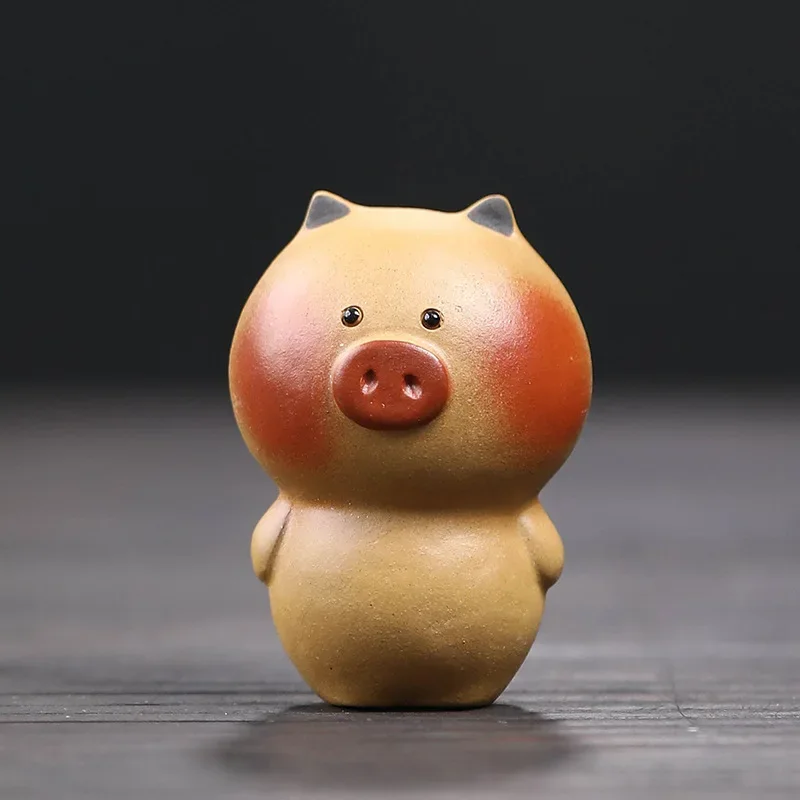 Dudu Pig Tea Table Cute Ornament, Yixing Purple Clay Tea Pet, Boutique Nourishing Tea Set Accessories