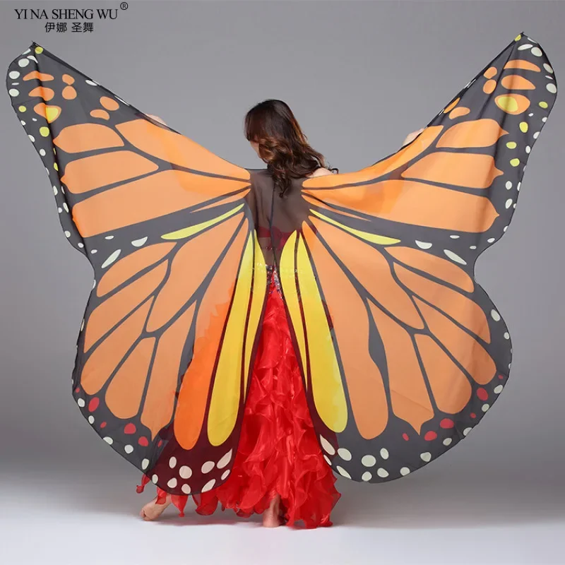 Bauchtanz-Requisiten, Schmetterlingsflügel, für Erwachsene, 360 Grad, große Schmetterlingsflügel, 145 cm x 290 cm, mehrfarbige Tanz-Requisiten, Chiffon-Farbflügel
