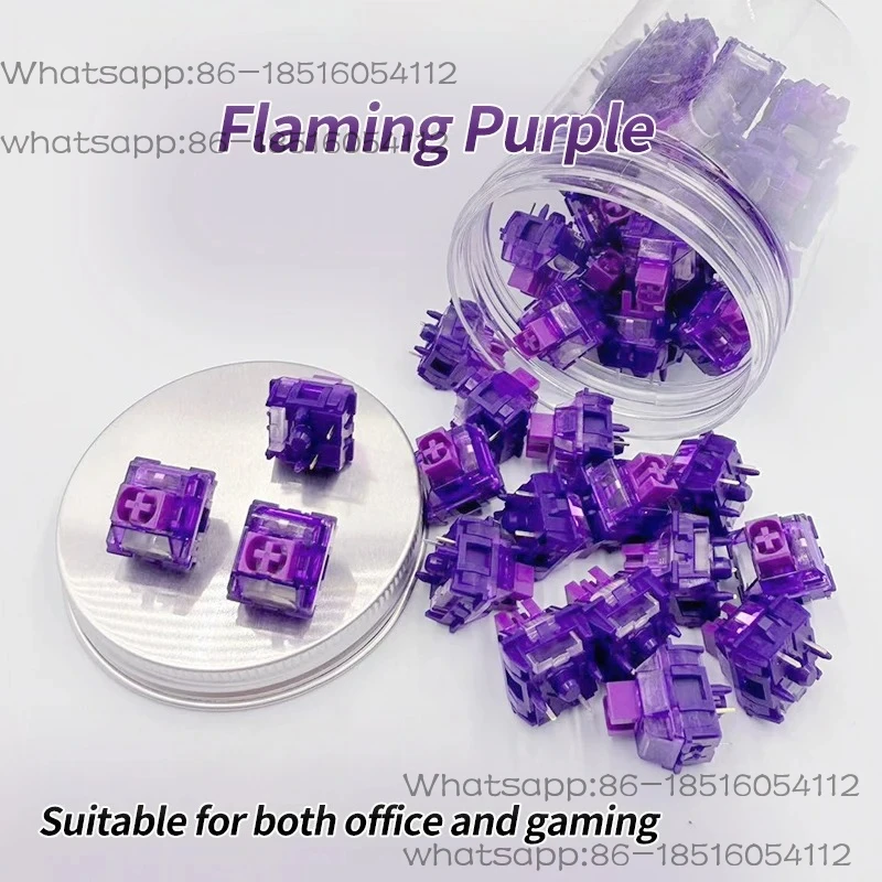 Flaming Purple Keyswitch V2 Linear Switch 42g 3 Pins Office Gamer Electronic Sports Mechanical Keyboard Lubed Switches