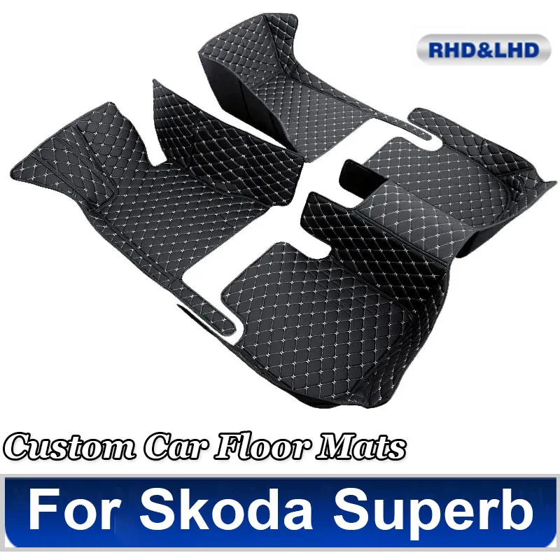 

Car Mats For Skoda Superb B8 3V 2016~2022 2021 2020 Carpets Rugs Leather Floor Mat Interior Parts Waterproof Pad Car Accessories
