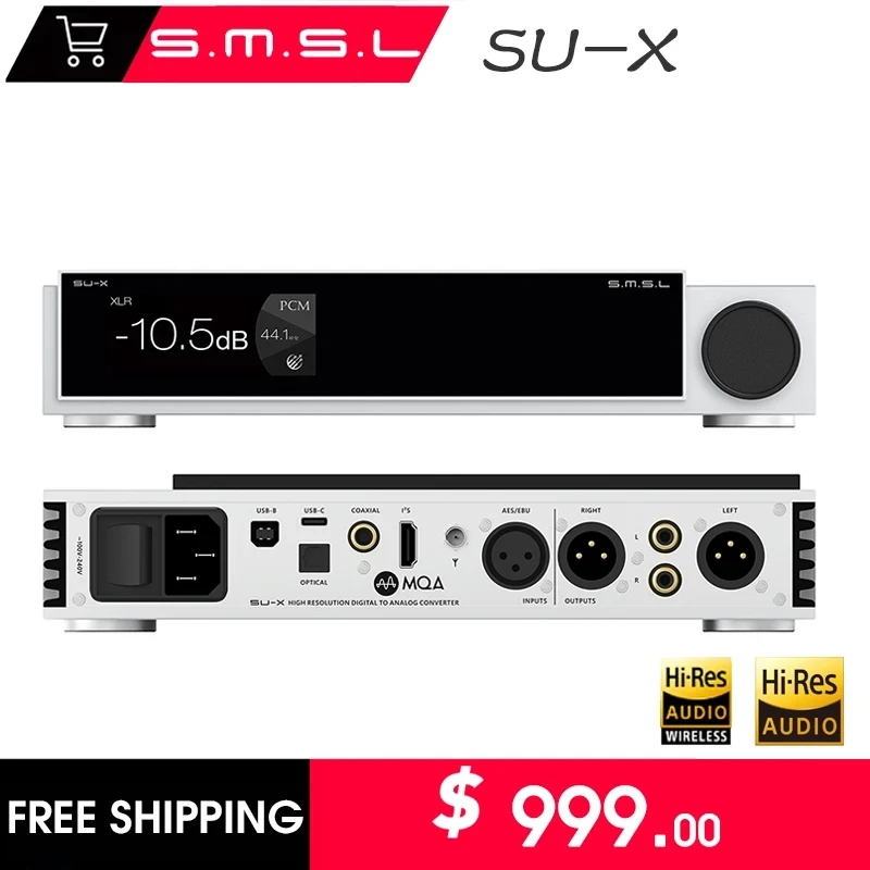 SMSL SU-X Digital Audio Decoder DSD Flagship ES9039MSPROx2 Dual-chip MQA XMOS316 DSD512 Bluetooth High quality 32Bit/768kHz SUX