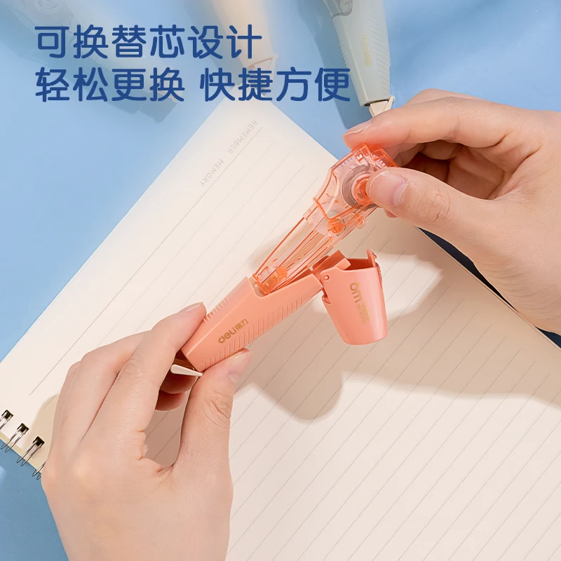 Deli Refillable Correction Tape with Refill Pen Style White Out Corrector School Office Correction Supplies