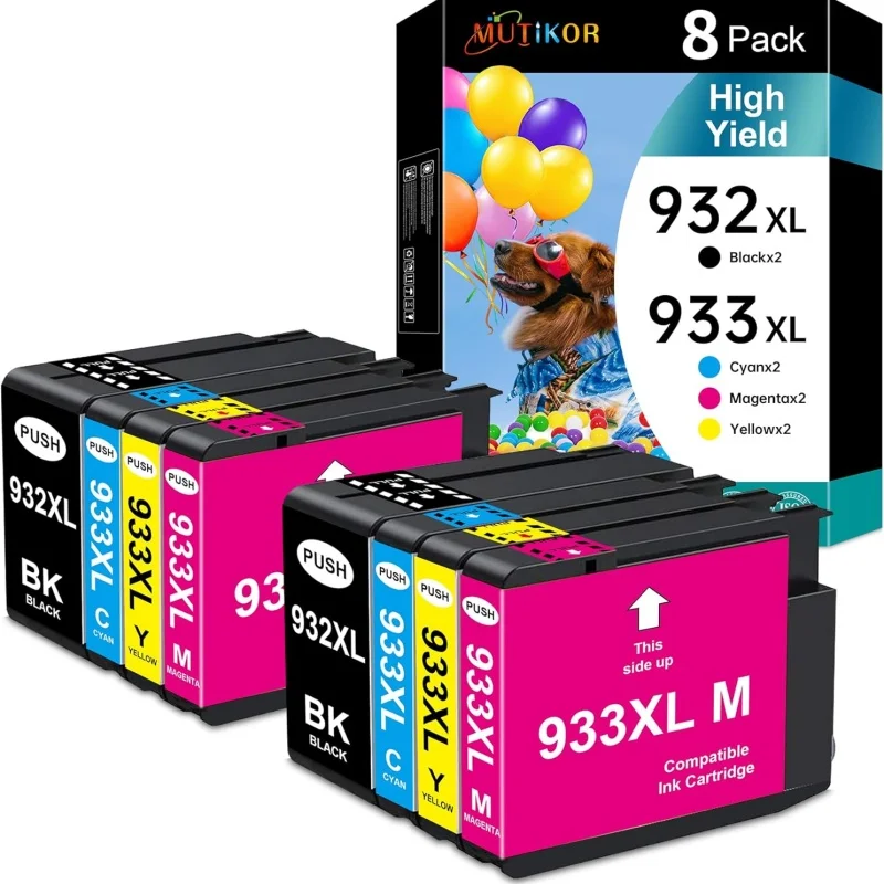 932 933 XL Ink Replacement for HP 932 933XL Ink Cartridge Compatible with HP OfficeJet 6100 6600 6700 7110 7510 7610 7612 Printe