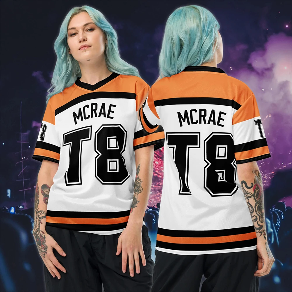 

Новая летняя футболка T8 Tate Mcrae для концертных фанатов, женская дышащая удобная рубашка большого размера с v-образным вырезом, мужская толстовка для пар