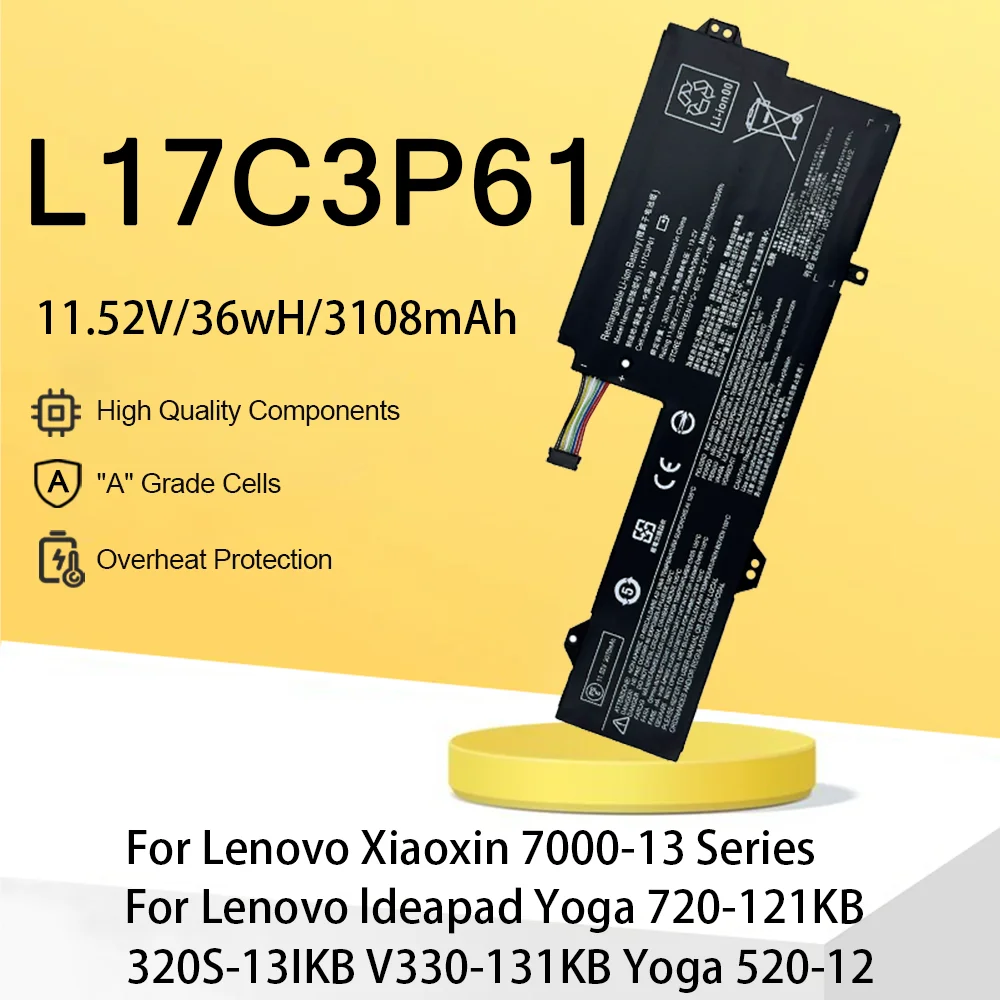 

L17C3P61 For Lenovo IdeaPad Laptop Battery 320S-13IKB Xiaoxin 7000-13 Yoga 720-12 720-12IKB 520-12V 330S-13IKB 330-11IGM