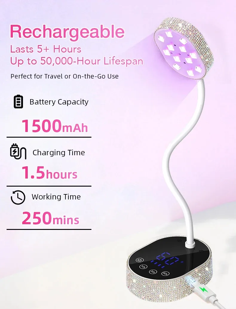 LED UV Nail Dryer With Auto Sensing Touch Control Fast Drying Nail Light 360° Rotatable Polish Curing Lamp