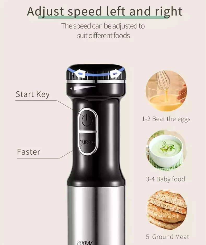 Houselin Blender 4-in-1 Hand Mixer, Electric Mixer 1000W, Hand Blender, Chopper Stainless Steel Blades