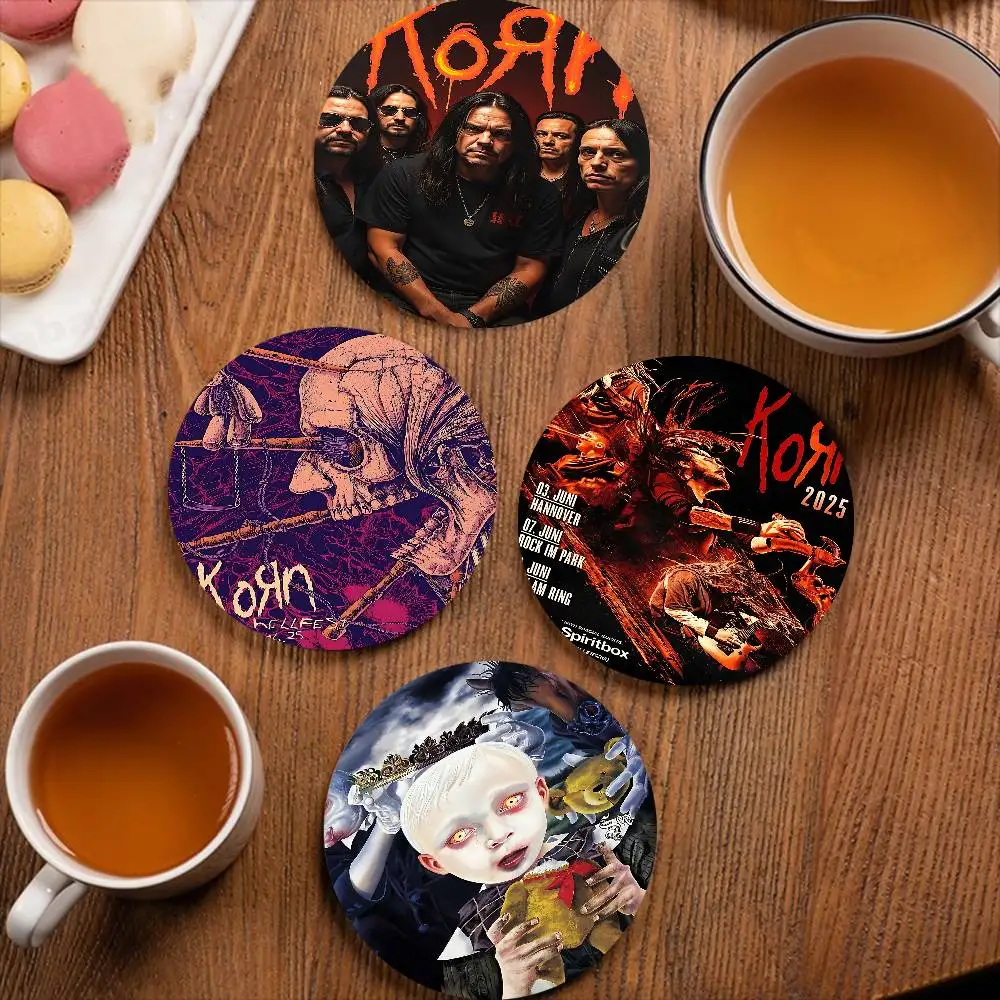 Metal Rock Band K-Korn Wooden Coaster Colour Printing Cup Mat Home Desk Decoration Gifts