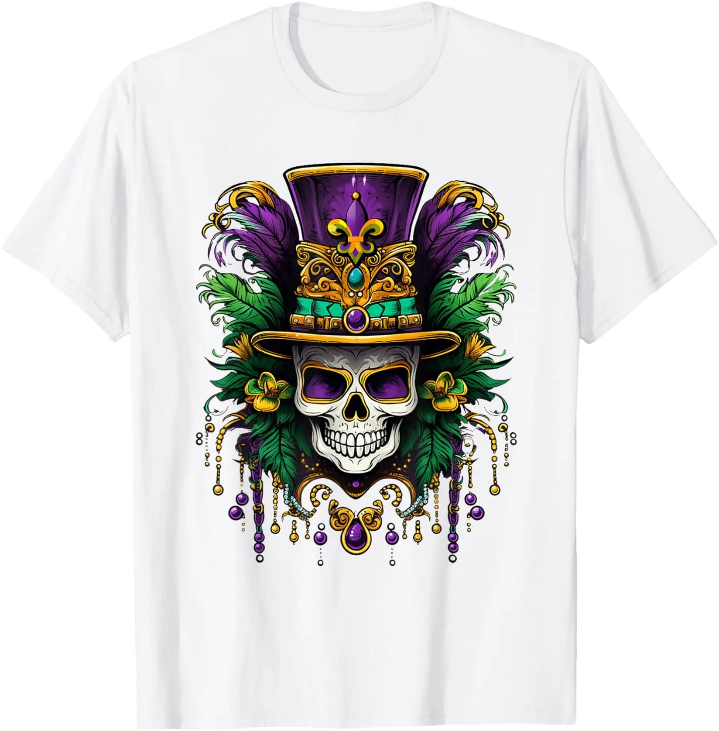 Mardi Gras Costume Sugar Skull Carnival New Orleans Trip Men Clothing short sleeve Round Neck Printing Pullover T-Shirt 50229